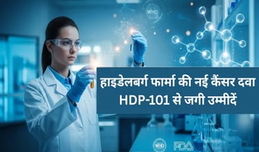 हाइडेलबर्ग फार्मा की वैज्ञानिक प्रयोगशाला में महिला वैज्ञानिक HDP-101 कैंसर दवा पर शोध करते हुए