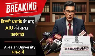 AIU द्वारा अल-फलाह यूनिवर्सिटी की सदस्यता निलंबित किए जाने पर आधारित न्यूज थंबनेल