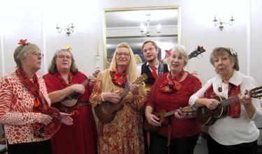 Ukuladies finish their set at Royal Court Christmas Party