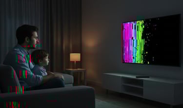 مشكلة ظهور خطوط ملونة أو بقع سوداء على شاشة التلفزيون