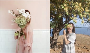 Cách tạo dáng che mặt bằng hoa giúp nữ giới trông nghệ thuật hơn