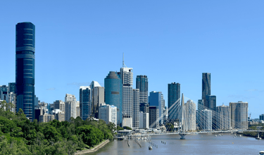 Brisbane CBD, Kangaroo Point Bridge seen from Kangaroo Point, Brisbane, 2024