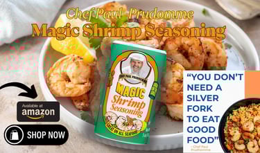 a bowl of food with a can of magic shrimp seasoning seasoning