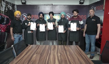 Students getting hands on car detailing training in Amritsar