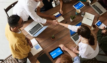 Startup team working on CFO-led cash flow and forecasting model