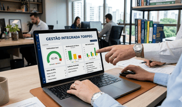 Gráfico de cruzamento de dados eSocial SST e gestão integrada Torpeg.