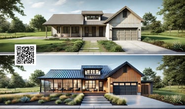 contemporary house renovation, wood panels, glass porch, nlack accents, transitional,  metal roof, 