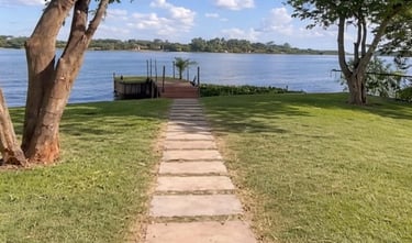 vista do pier de pesca do El Shaddai Rancho para alugar em Miguelópolis SP