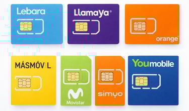 tarjetas sim operadores moviles España Lebara Llamaya Orange Masmovil Movistar Simyo Youmobile recar