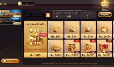 Royal 21 Club Game - Deposit Screen.