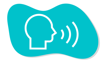 a person with a speech bubble in the middle of a speech bubble