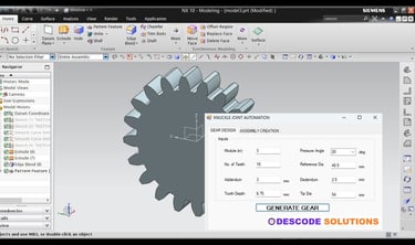 Image depicting NX customization tool developed for Gear Design Automation and Assembly Creation