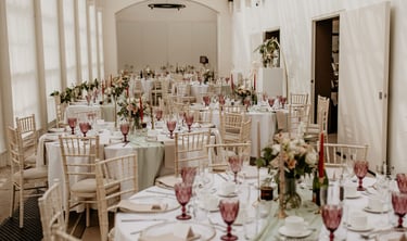 wedding breakfast tables and chairs in venue