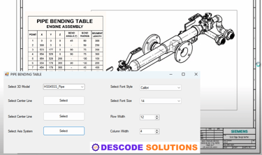 Image depicting point table automatically created using Solid Edge Customization