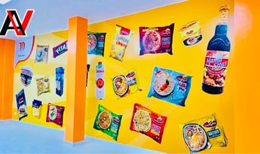 alt="Monde Nissin wall mural office warehouse Philippines"
