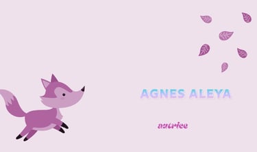 bannière autrice sur fond rose avec un renard