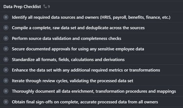 Checklist for data prep for total compensation statement projects