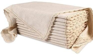 12 pack of reusable cotton linen napkins in cream