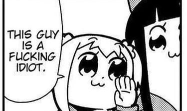 Manga panel with one girl whispering to another This guy is a fucking idiot.