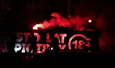 baner sto lat prezent na urodziny dla niego fajerwerki z napisem 18 lat