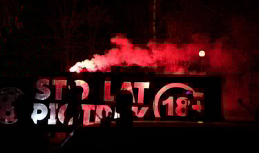 napis pirotechniczny sto lat baner na osiemnastke