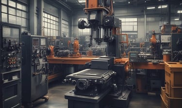 A coffee roasting machine with a control panel is situated in an industrial setting. The machine is black with various knobs and metallic components, and a cooling tray is visible in the foreground.