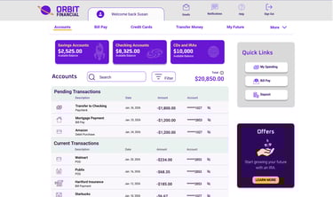 Orbit Financial Banking application for desktop Iteration 2