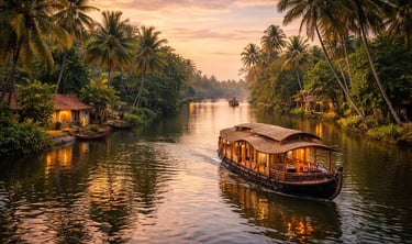 Golden sun set in Kerala back waters