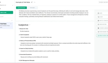Freed AI SOAP note generation screen showing AI clinical documentation workflow.