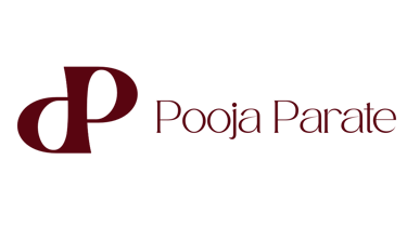 UX Professional Pooja Parate logo featuring a stylized maroon double P emblem on a white background.