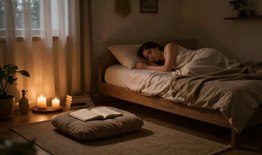 Sacred sleep sanctuary bedroom setup for nightly subconscious transformation practice