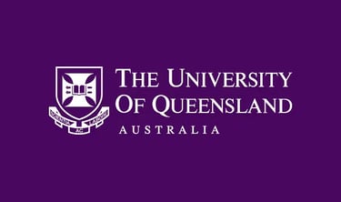 the university of queensland logo on a purple background