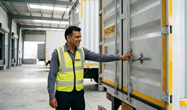 Man opening container