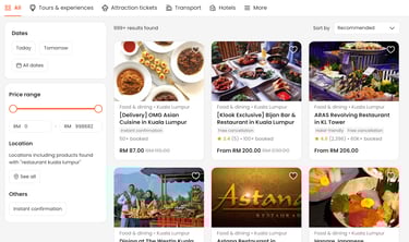 penyenaraian restoran di klook