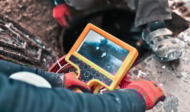 2 men performing a sewer scope inspection