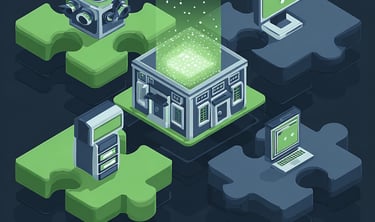 a puzzle piece of puzzle pieces with a laptop and other devices