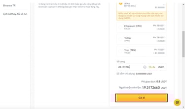 Xác nhận gửi tiền từ Binance về Alo88