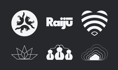 Grid of 6 logo designs