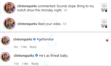 Music producer Clinton Sparks reacts to Saint Josh's track in a social media comment.