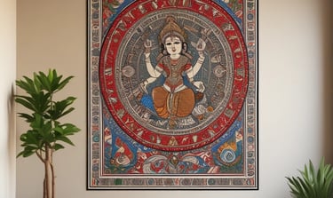 A skilled artisan handcrafting a vibrant Indian decorative piece in a sunlit workshop.