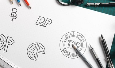 Bocetos del nuevo logotipo de Blas Pascal Basketball