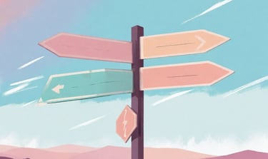 a sign post with arrows pointing to different directions