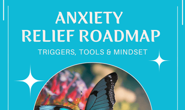 a butterfly on a blue background for anxiety relief journal
