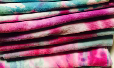 tie dyed cotton t-shirts turned into rags