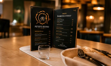 Restaurant menus, labels, packaging and signage for North Carolina businesses