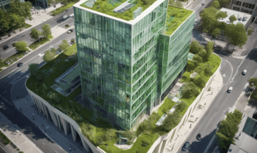 a building with a green roof and a green roof