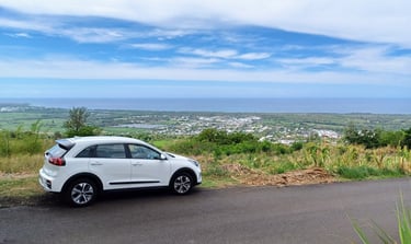 La Kia eNiro de VTC Péi à l'Etang-Salé