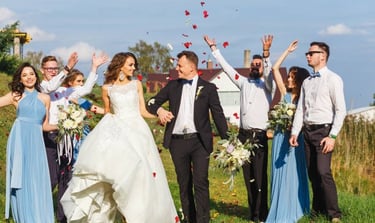 Confetti wedding videography shot outdoors