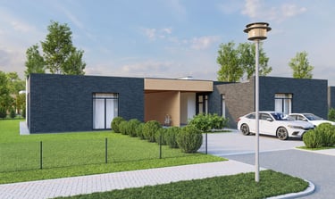 kotedžas nuo gatvės pusės