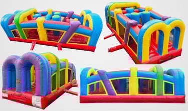RETRO RUN-THROUGH OBSTACLE COURSE WITH FREE BUBBLE MACHINE. 22LX19WX8H. Bookings 832-216-8423